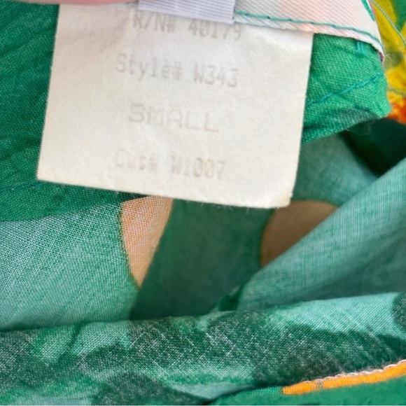 Jams World Vintage Dress Small Green Floral Lace Up Back - Picture 6 of 8